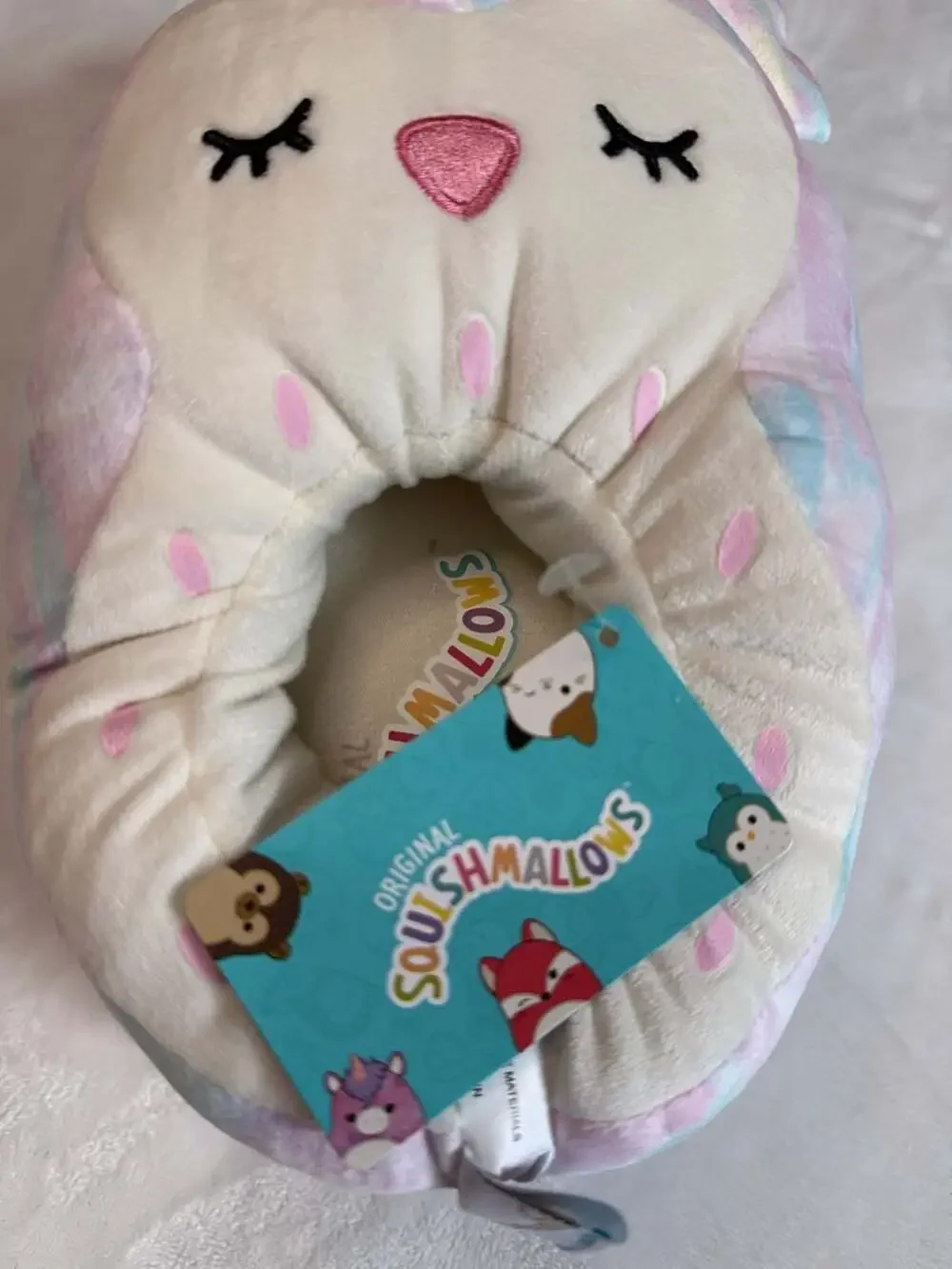 Squishmallows Pastel Tie-Dye Owl Plush Slippers Kids Size 4-5 NWT